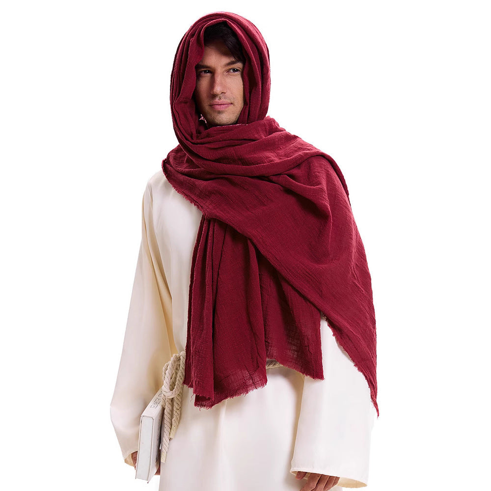 Medieval Retro Bamboo Fiber Linen Fabric Middle Eastern Cloak Missionary Scarf Knight Neck Warmer Arabic Style Headscarf