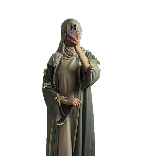 Loriya Arabic Women's Butterfly Knot Abaya Loose Dress